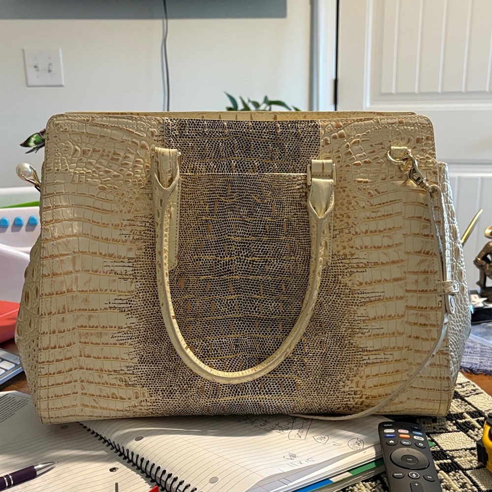 Brahmin Cream and Gold Satchel
